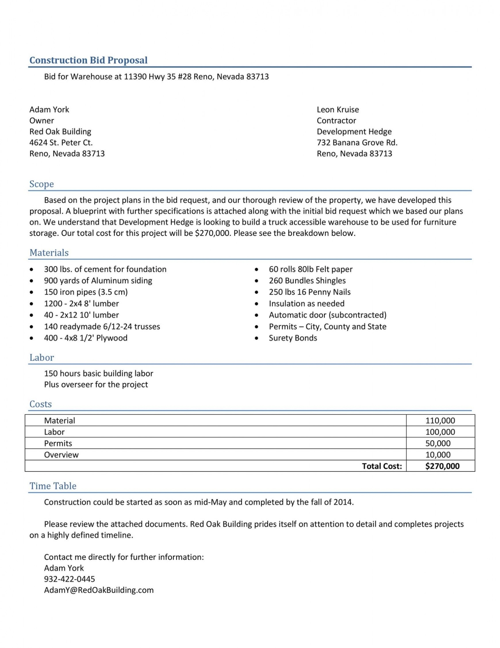 Remodeling Bid Proposal Template Within Written Proposal Template