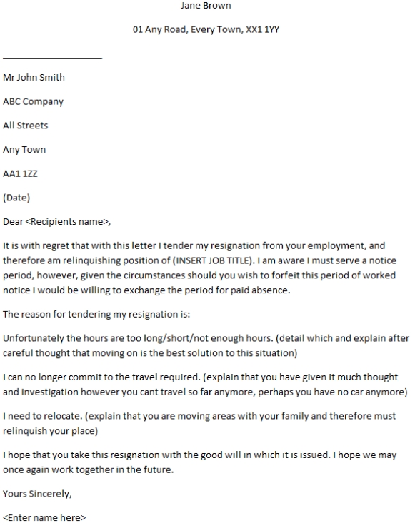 Resignation Letter For Job Change – Free Online Document Inside Template For Resignation Letter Singapore
