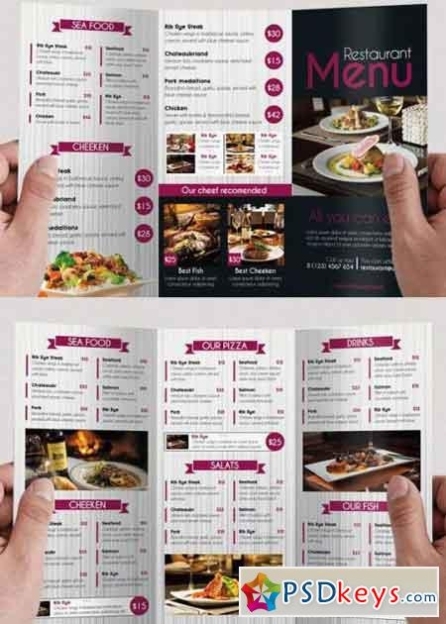 Restaurant Menu Psd Tri Fold Psd Brochure Template » Free Download With Tri Fold Menu Template Photoshop