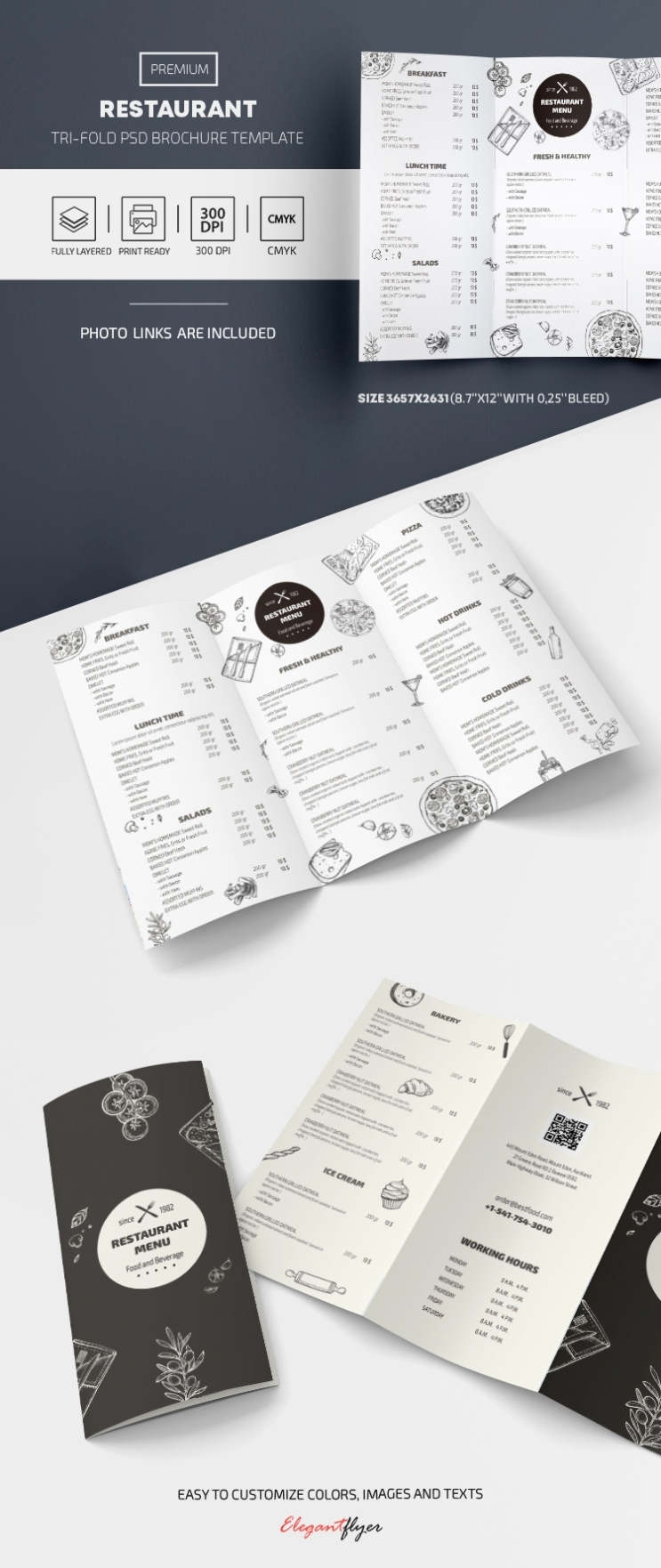 Restaurant Tri Fold Menu | By Elegantflyer For Tri Fold Menu Template Photoshop