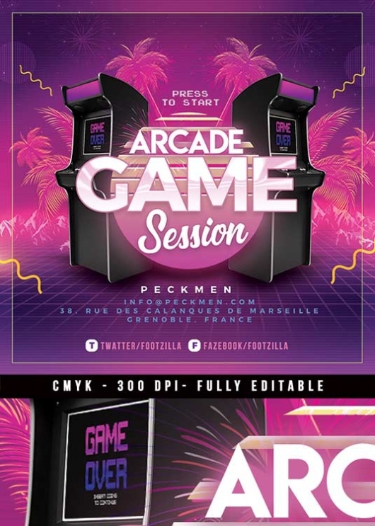 Retro Video Game Arcade Night Flyer Template – N2N44 Graphic Design In Game Night Flyer Template