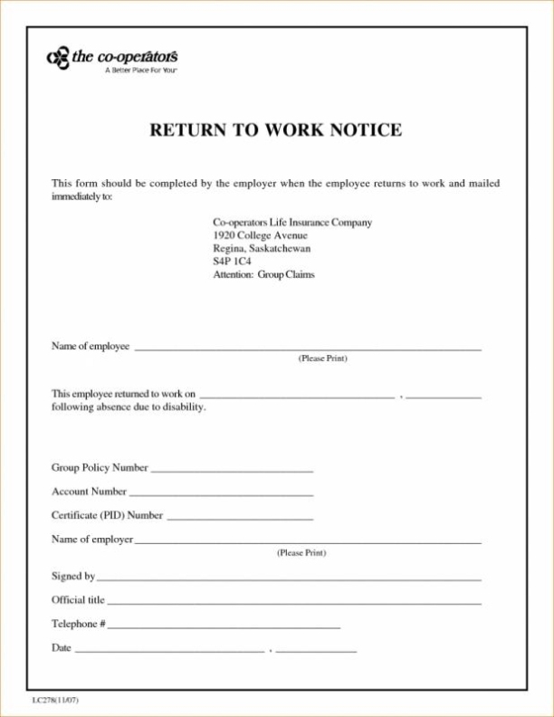 Return To Work Doctors Note Template | Template Business Pertaining To Return To Work Note Template