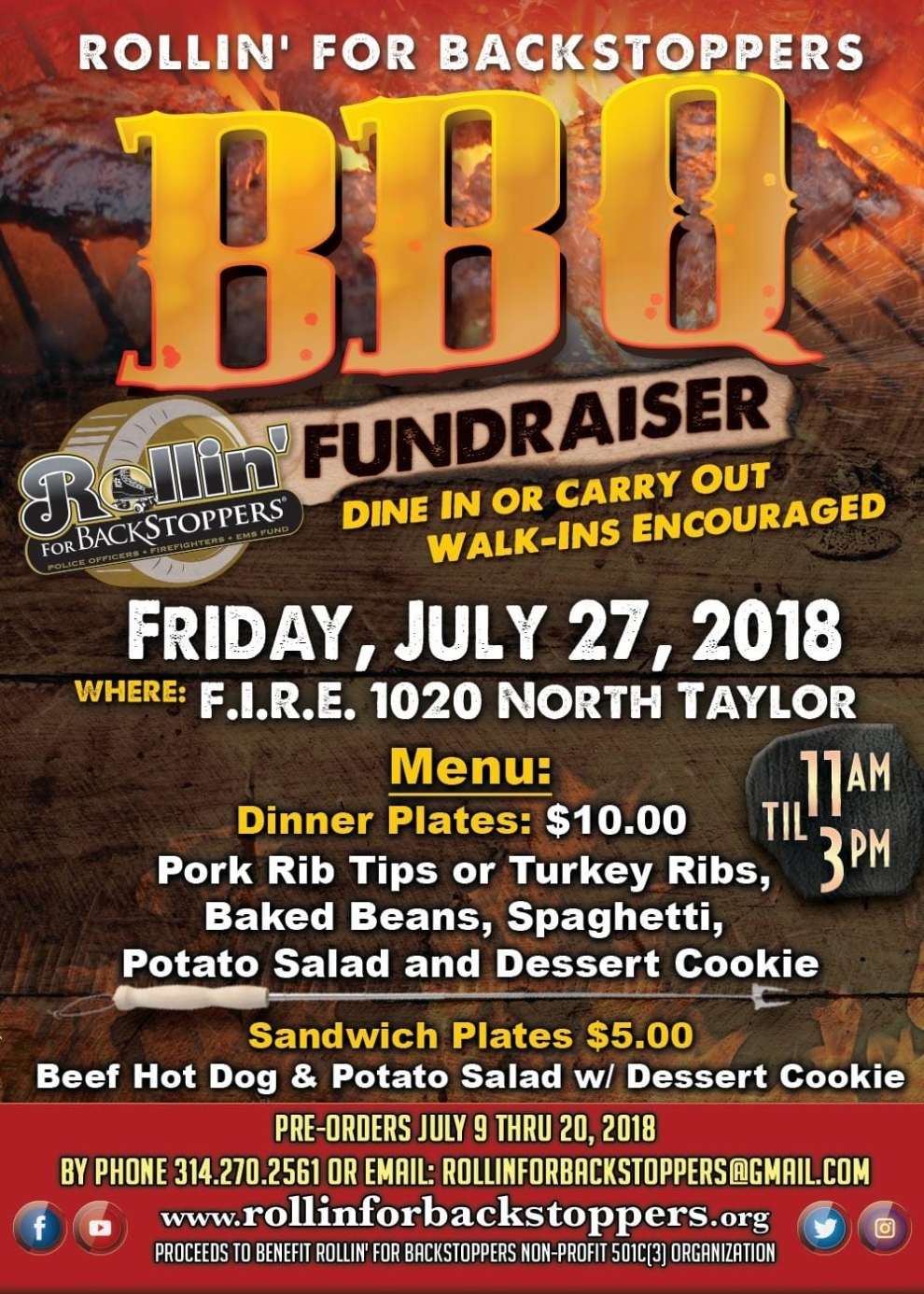 Rfb Bbq Flyer 2018 - The Backstoppers, Inc. Intended For Bbq Fundraiser Flyer Template