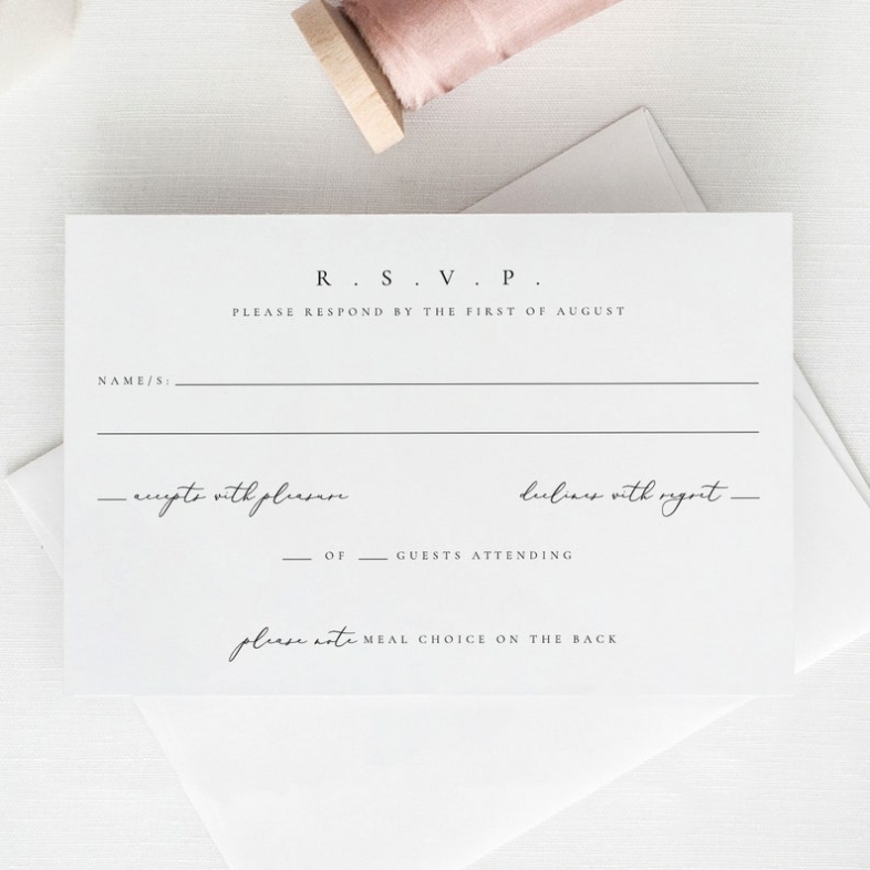 Rsvp Card With Meal Option And Menu Modern Wedding Response - Etsy Throughout Wedding Rsvp Menu Choice Template
