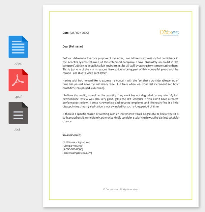 Salary Increment Letter – 14 Best Printable Samples And Formats With Salary Proposal Template