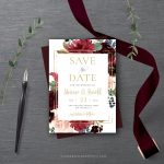 Save The Date Template, Burgundy And Gold Save The Date Printable, Save Pertaining To Save The Date Postcard Templates