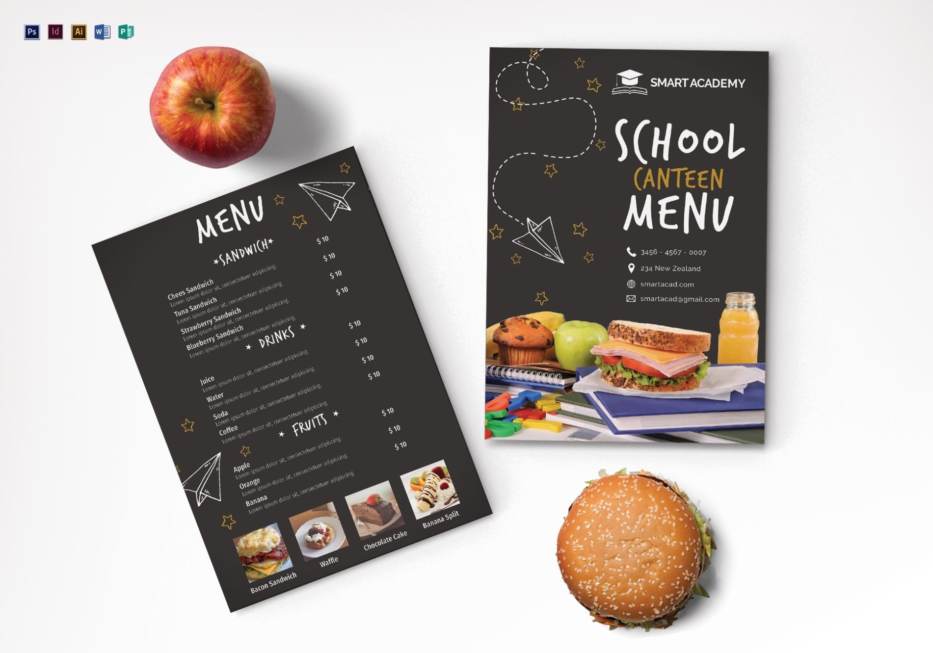 School Canteen Menu Design Template In Psd, Word, Publisher With Free School Lunch Menu Templates