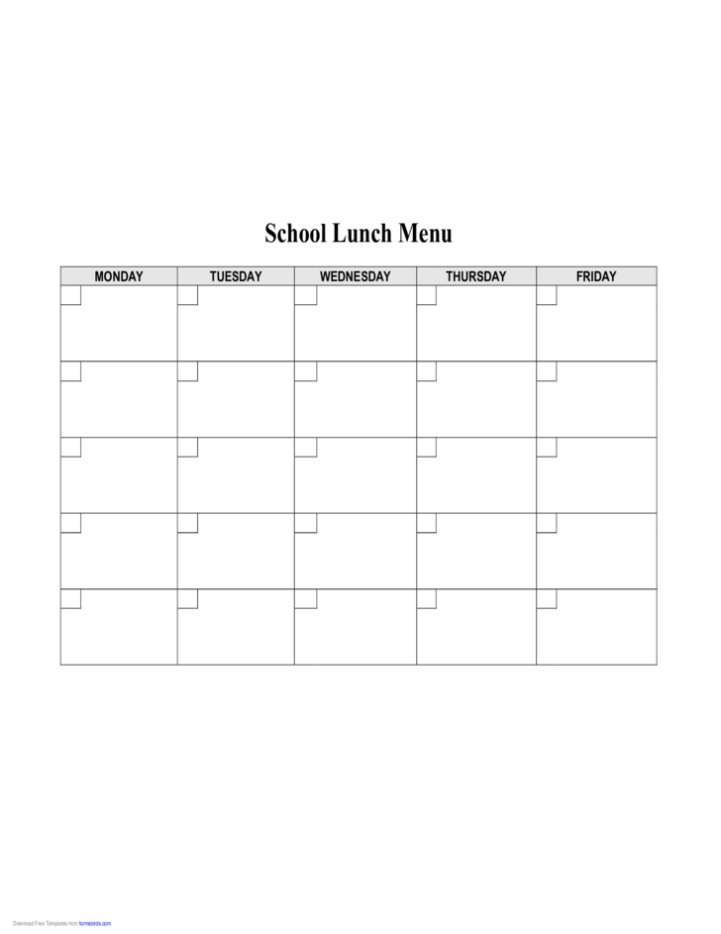 School Lunch Menu Template Free Download with Free School Lunch Menu Templates