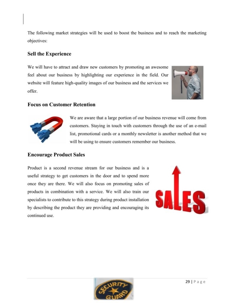 Security Guard Company Business Plan Template Sample Pages - Black Box regarding Business Plan Template For Security Company
