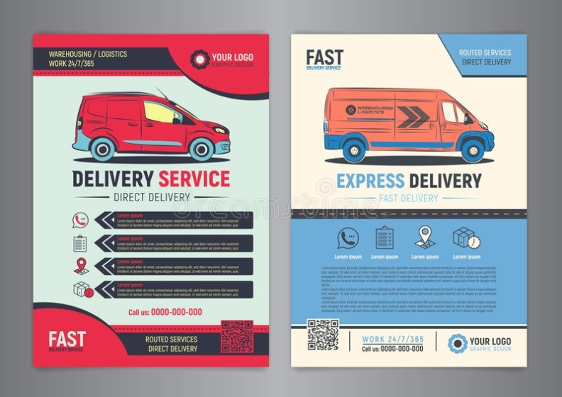 Set Of Express Delivery Service Brochure Flyer Design Layout Template In Delivery Flyer Template