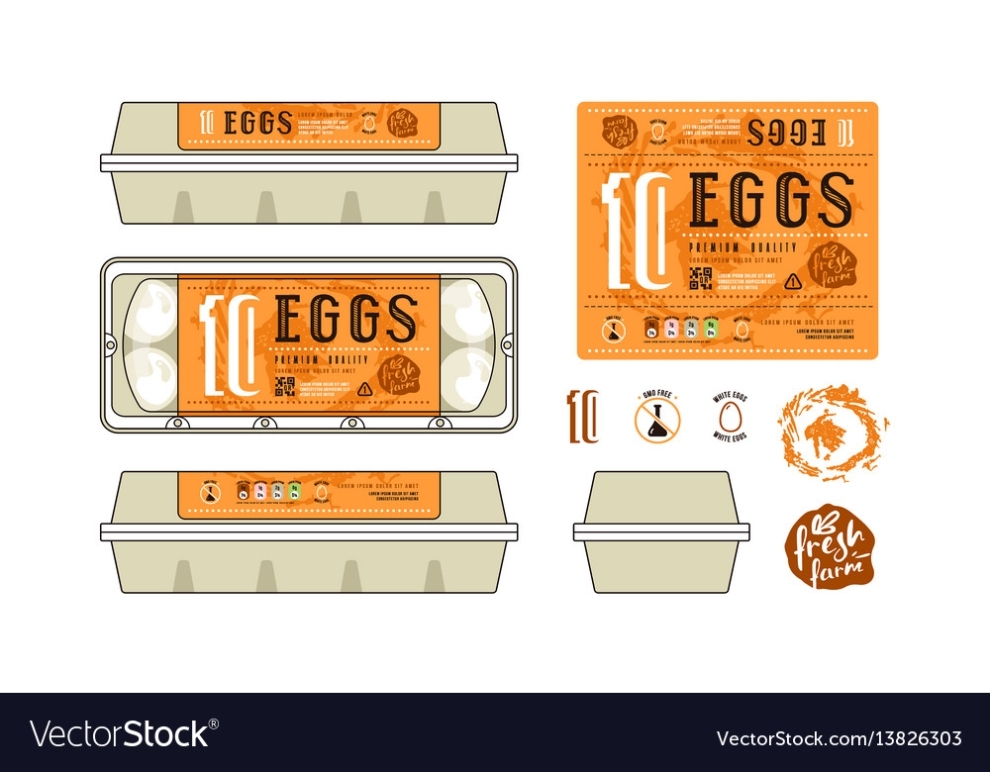 Set Template Labels For Egg Packaging Royalty Free Vector Throughout Egg Carton Labels Template