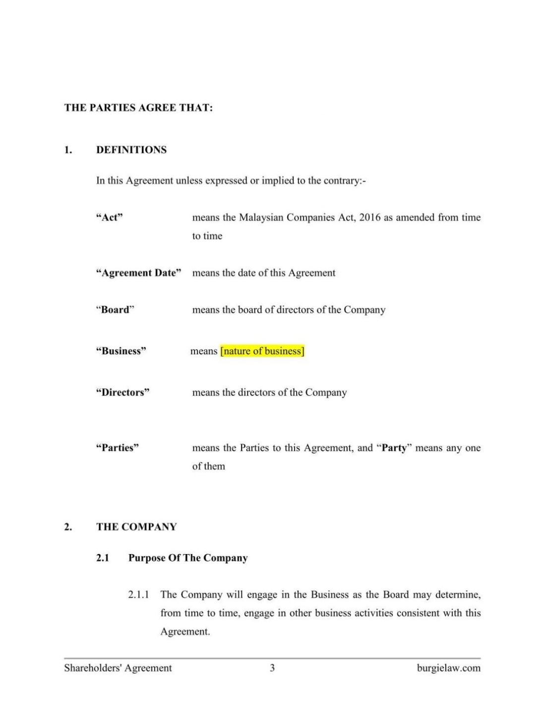 Shareholders' Agreement Template – Burgielaw With Regard To Founders Shareholder Agreement Template