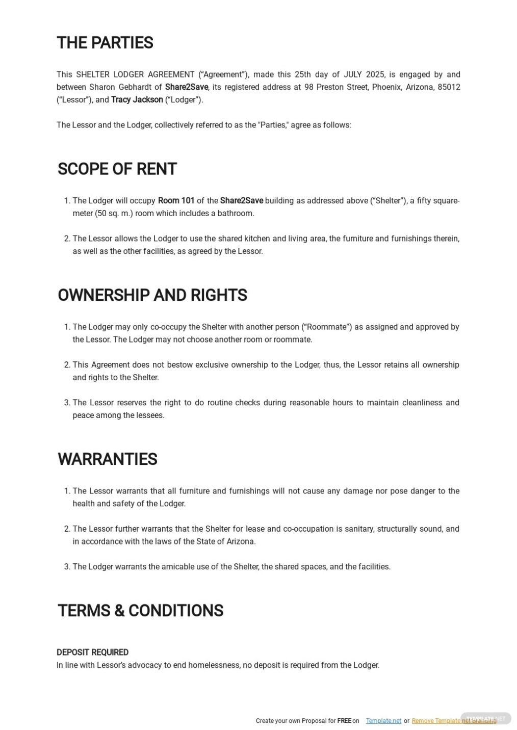 Shelter Lodger Agreement Template In | Template For Shelter Lodger Agreement Template