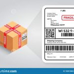 Shipping Label On Cardboard Box Template. Barcode And Qr Code For Regarding Package Mailing Label Template