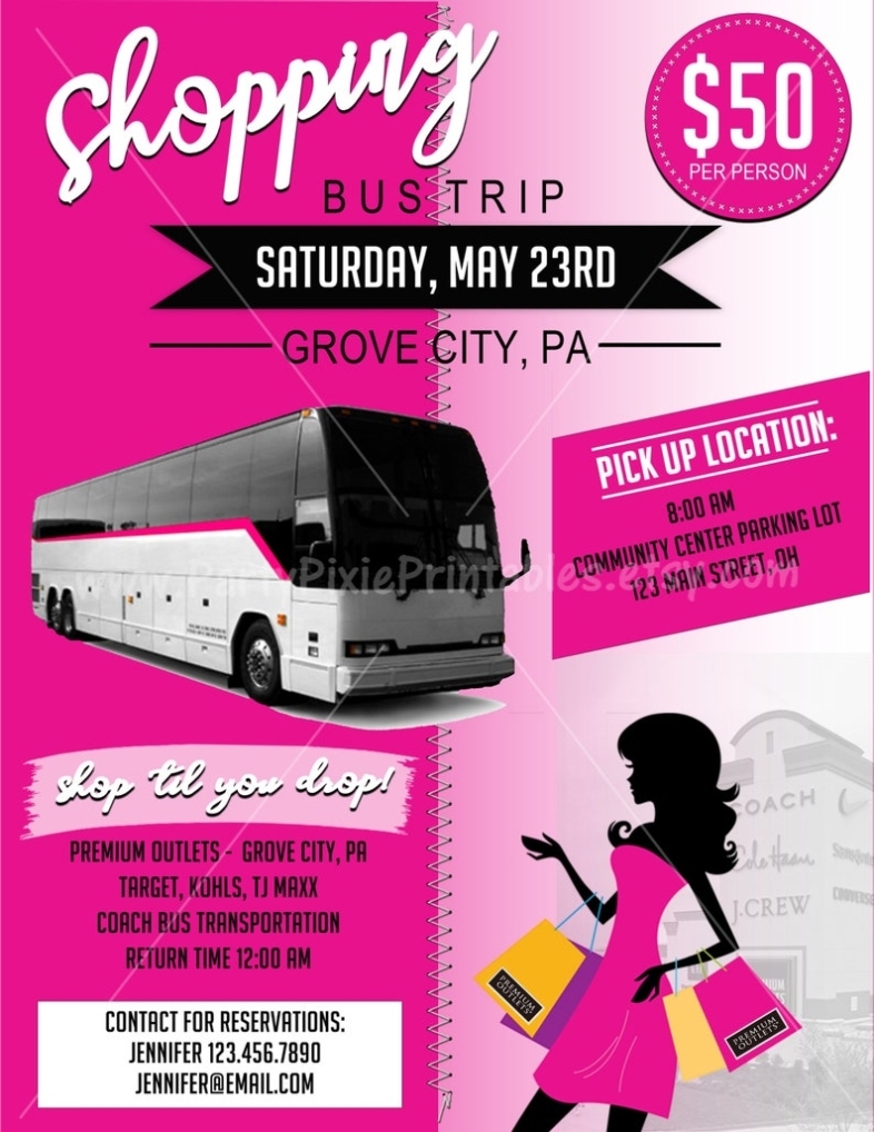 Shopping Bus Trip Event Flyer Personalized And Printable | Etsy For Bus Trip Flyer Templates Free