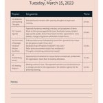 Simple Board Meeting Agenda Schedule Template with Simple Agenda Template