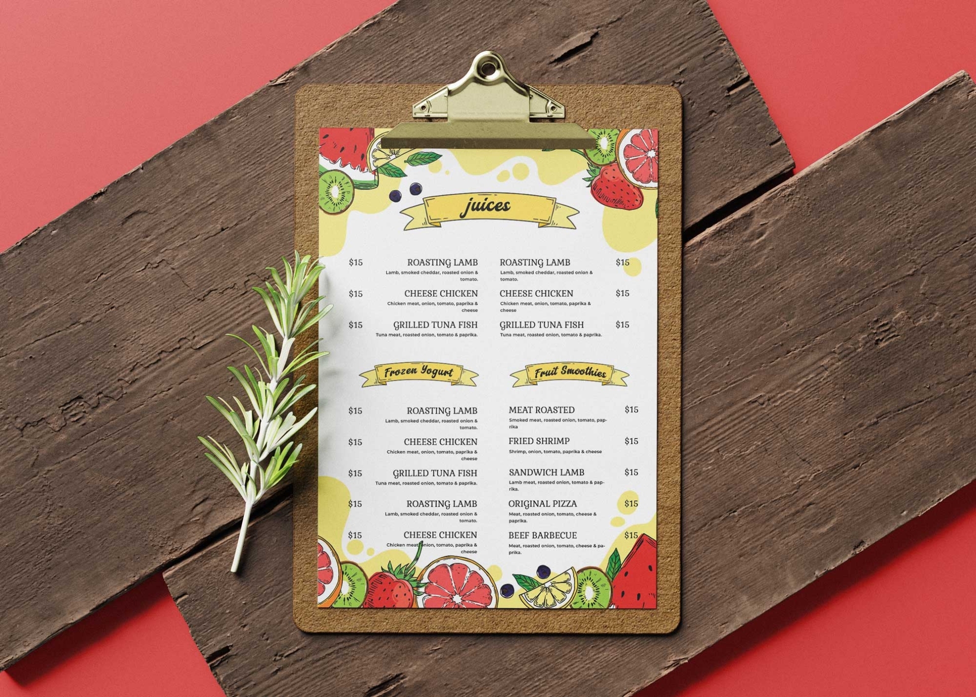Smoothie Fruit Juice Menu Design Template – 99Effects Within To Go Menu Template