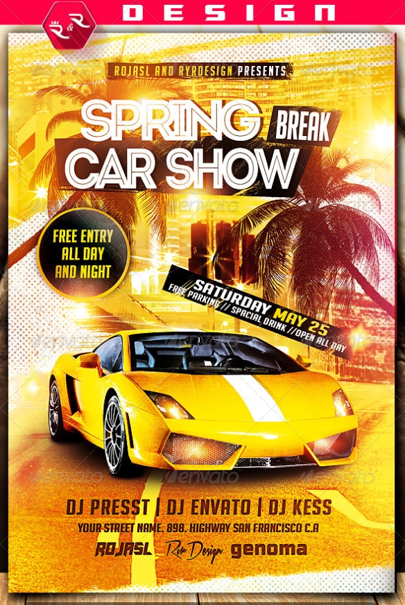 Spring Break Car Show Flyer On Behance For Car Show Flyer Template