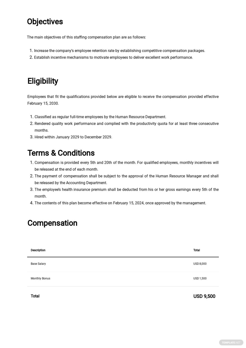 Staffing Compensation Plan Template In Google Docs, Word, Apple Pages Regarding Staffing Proposal Template