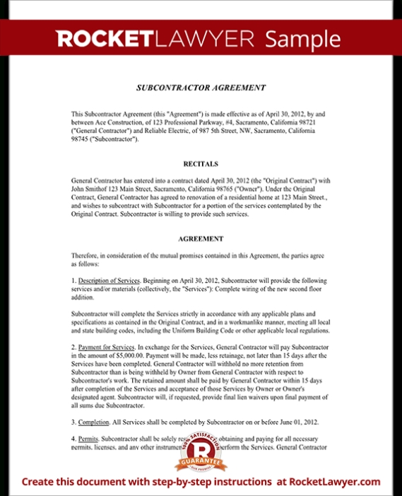 Subcontractor Agreement Form, Template (With Sample) Intended For Small Business Subcontracting Plan Template