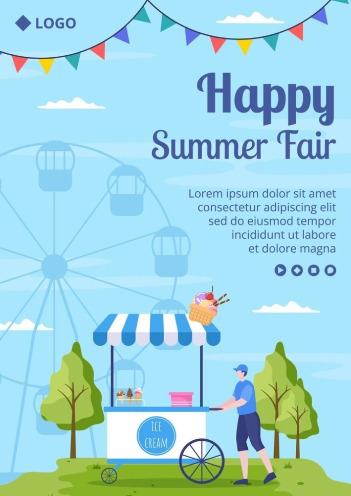 Summer Fair Of Carnival, Circus, Fun Fair Or Amusement Park Flyer Throughout Summer Fair Flyer Template