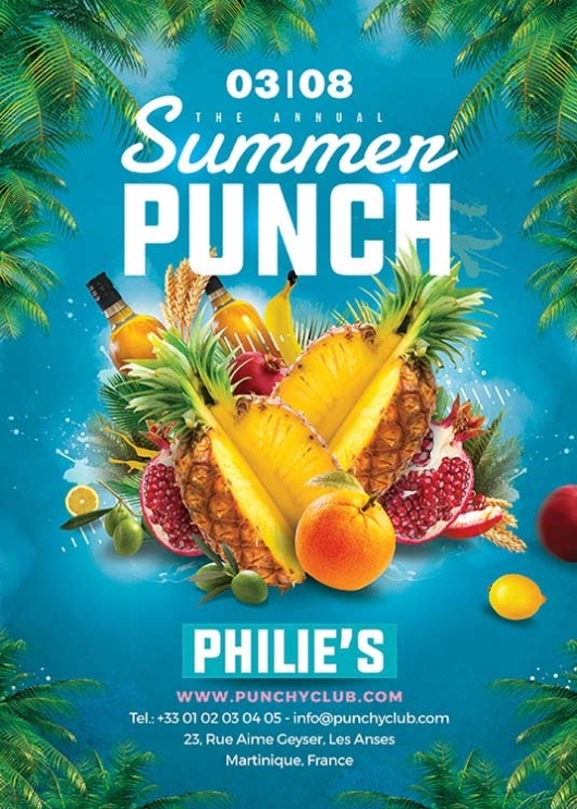 Summer Punch Cocktail Party Flyer Template – N2N44 Graphic Design Intended For Summer Event Flyer Template