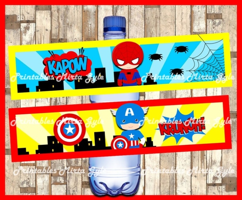 Superhero Water Bottle Label Printable Superhero Party Water | Etsy Inside Superhero Water Bottle Labels Template