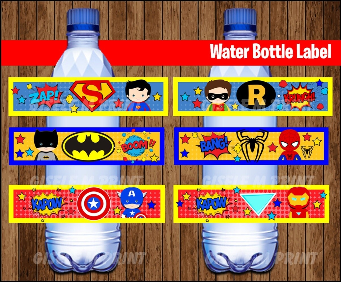 Superhero Water Bottle Label Printable Superhero Water | Etsy With Superhero Water Bottle Labels Template