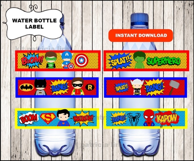 Superhero Water Labels Instant Download Superhero Water | Etsy Pertaining To Superhero Water Bottle Labels Template