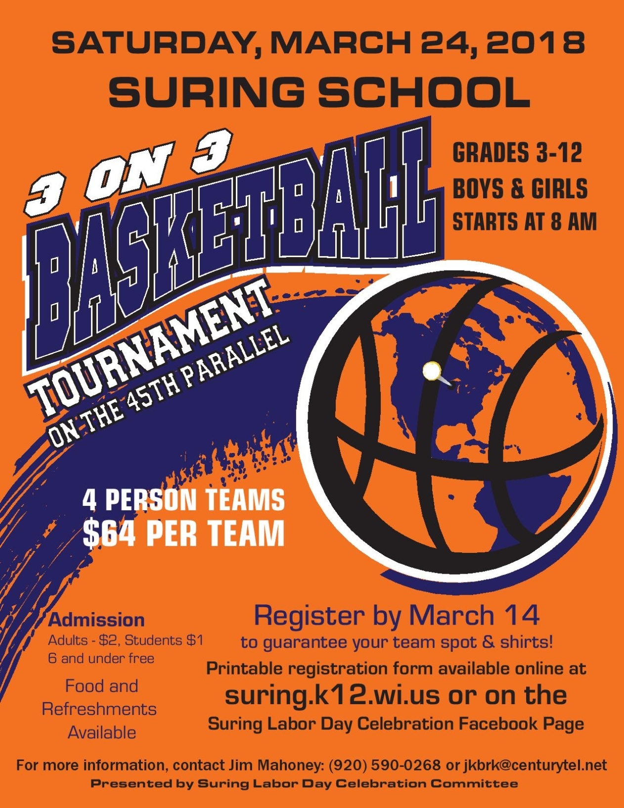 Suring School 3 On 3 Basketball Tournament – March 24, 2018 For 3 On 3 Basketball Tournament Flyer Template