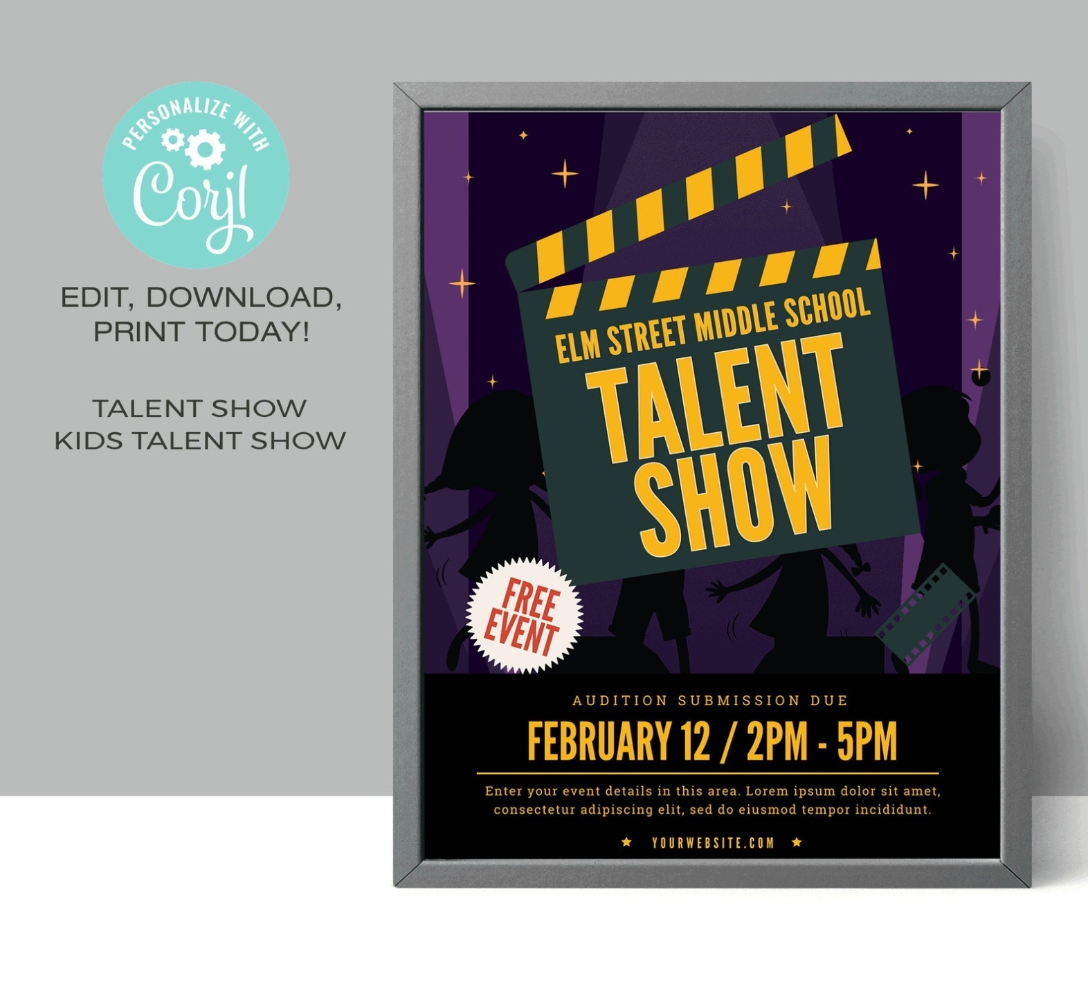 Talent Show Kids Flyer Template School Talent Show | Etsy With Talent Show Flyer Template
