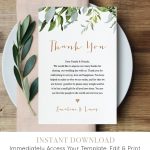 Thank You Letter Template, Wedding Reception Thank You Note, Instant with Thank You Notes Templates