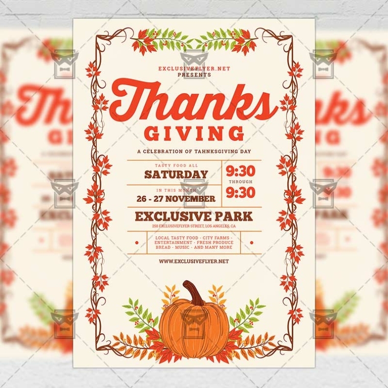 Thanksgiving Day Celebration - Seasonal A5 Flyer Template In Thanksgiving Flyer Template Free
