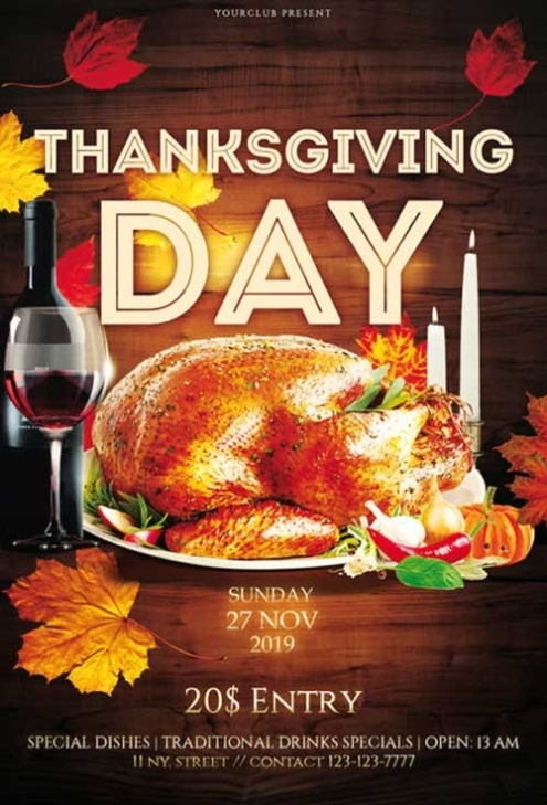 Thanksgiving Day Party Free Psd Flyer Template - Psd - Freepsdflyer In Thanksgiving Flyers Free Templates