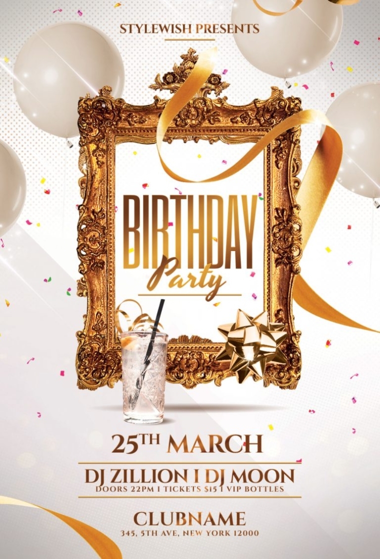 The Best Birthday Flyer Templates For Photoshop • Stylewish For Birthday Party Flyer Templates Free
