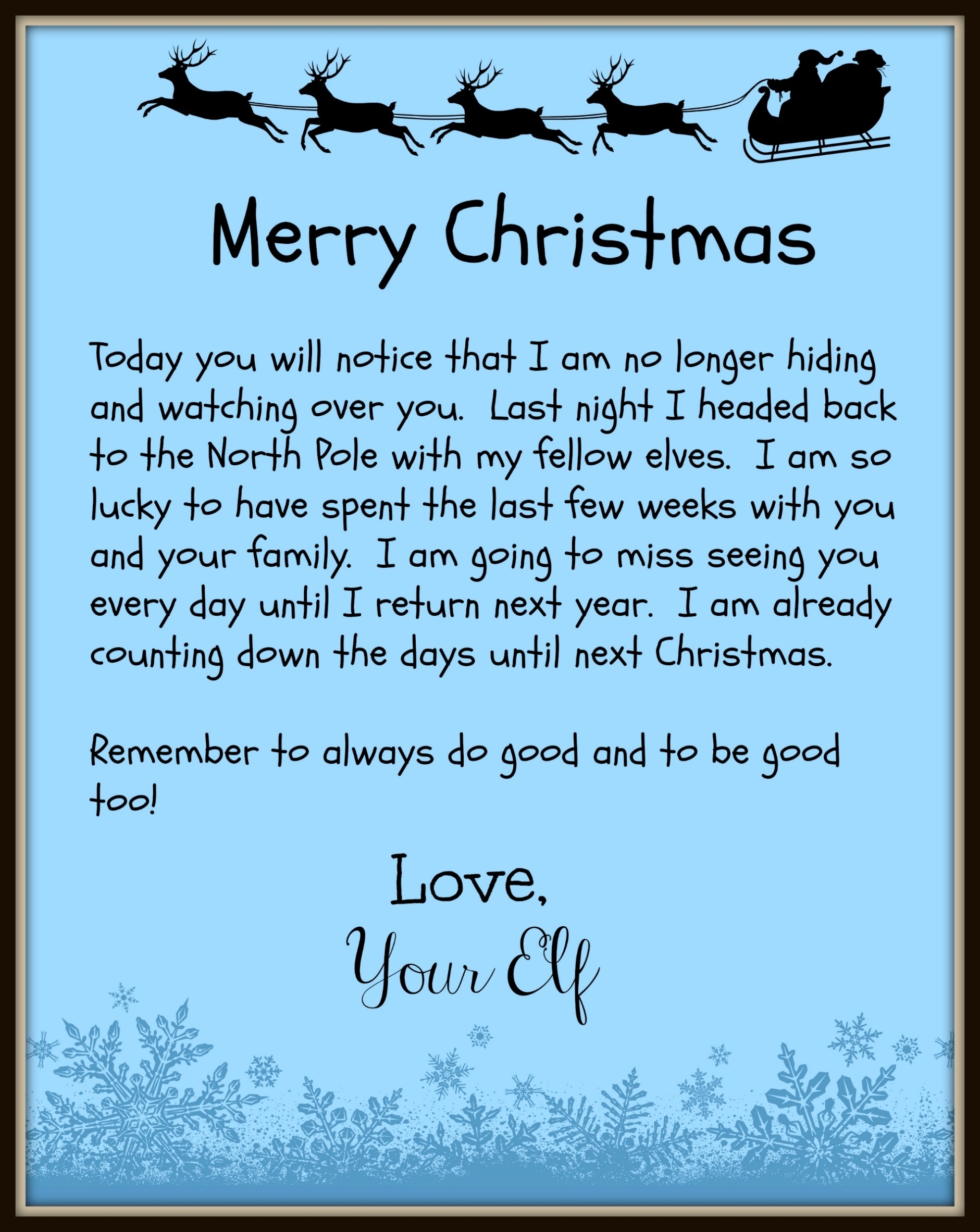 The Elf On The Shelf Leaves Behind A Good Bye Letter On Christmas Day Regarding Elf On The Shelf Goodbye Letter Template