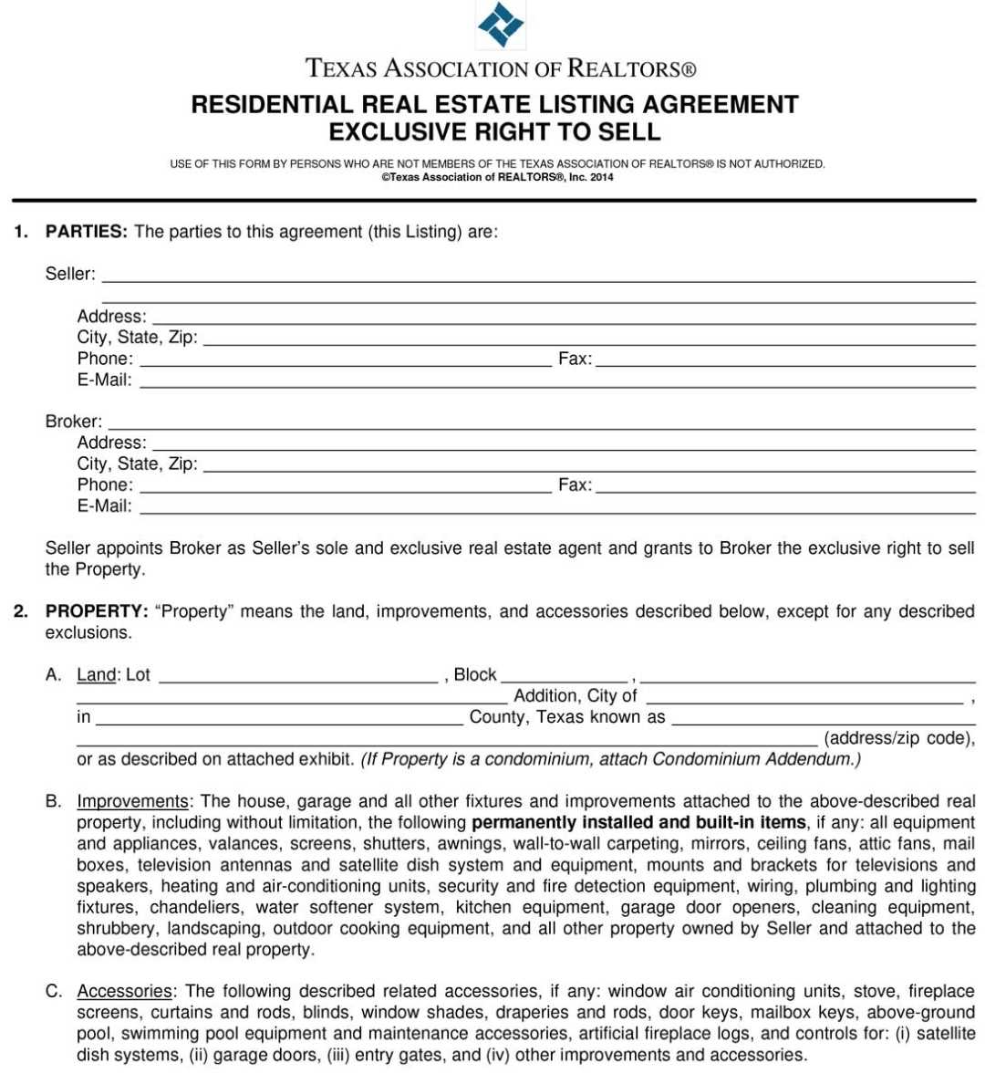 The Listing Agreement: Para. 1 And 2 – Parties And Property Pertaining To Real Estate Finders Fee Agreement Template