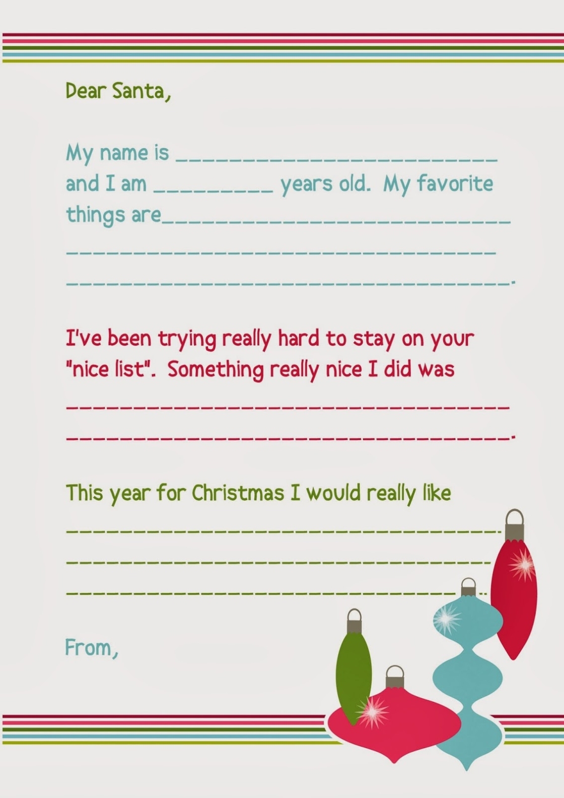 The Passionate Educator: A Blog By Mrs. Obach: Santa Letter Template Inside Dear Santa Letter Template Free