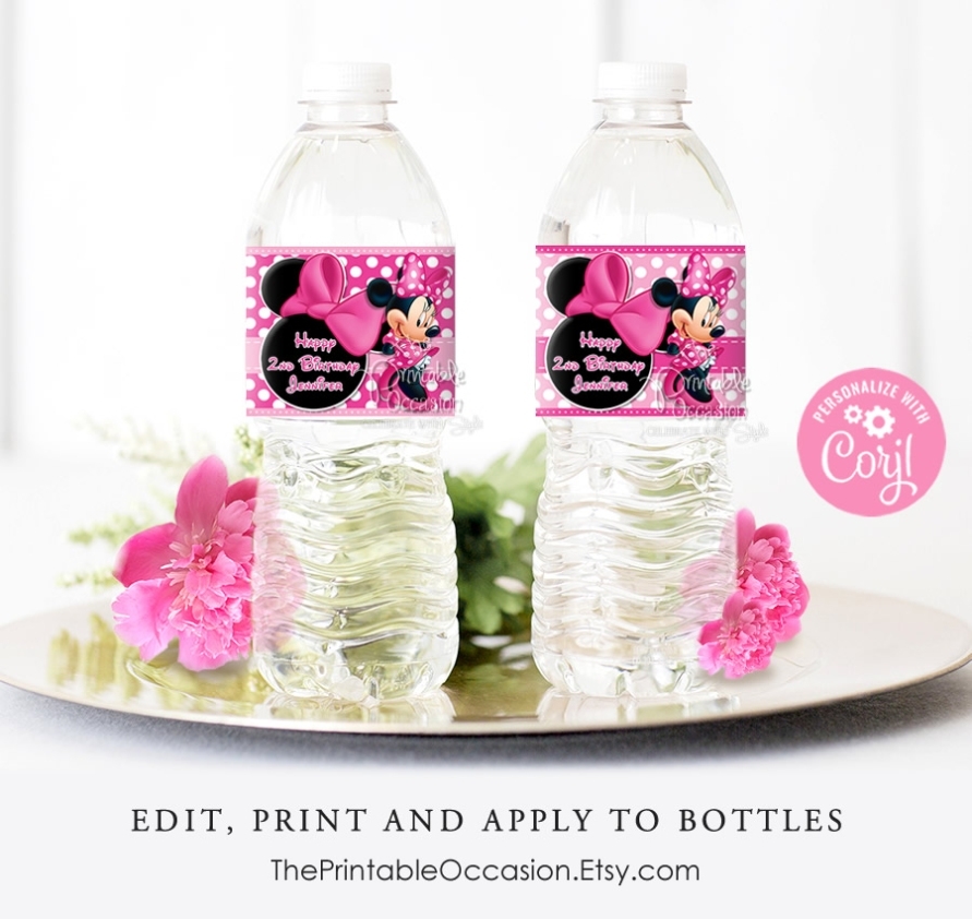 The Printable Occasion – Party Printables: Editable Pink Minnie Mouse With Minnie Mouse Water Bottle Labels Template