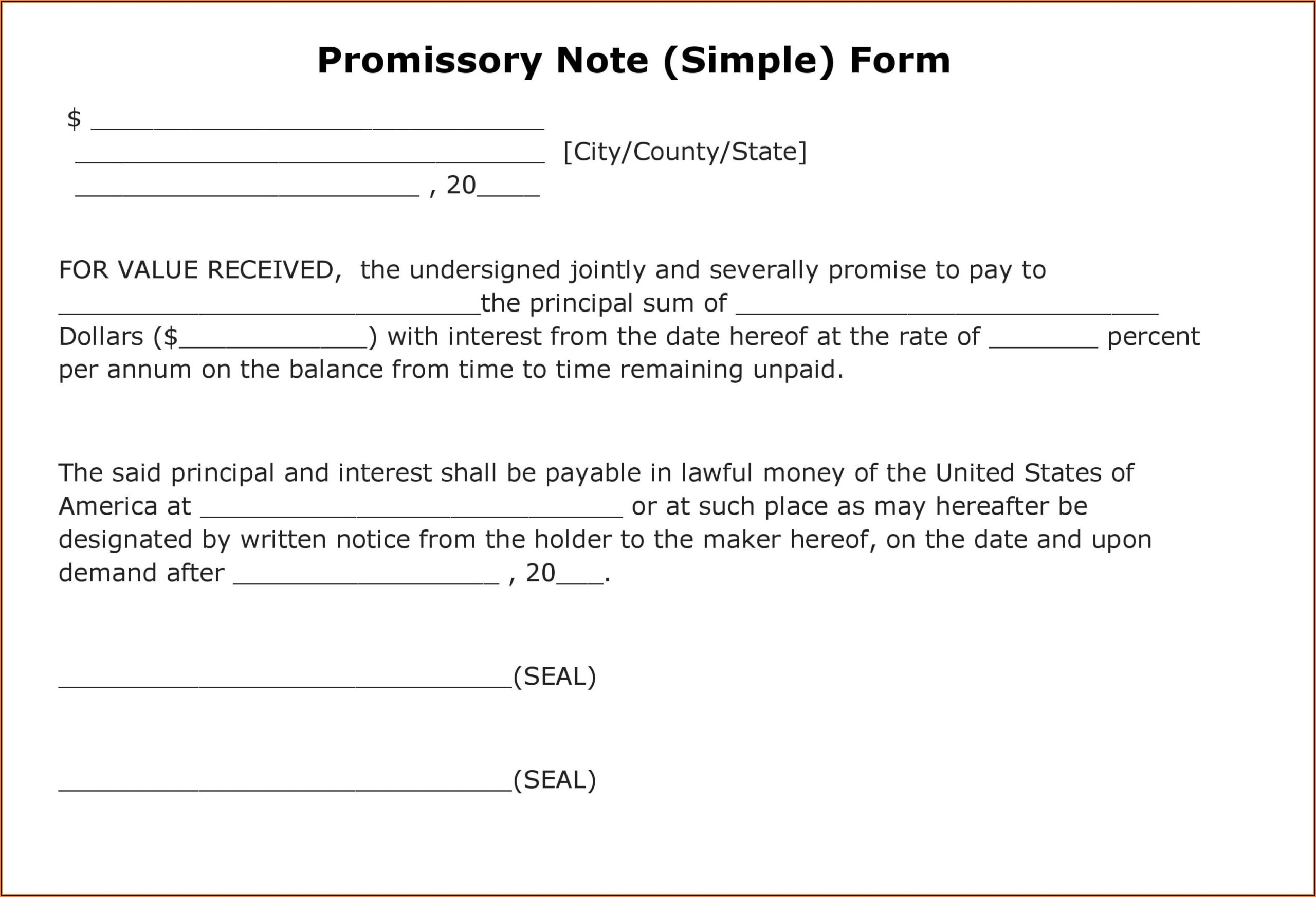 The Real Estate Commission Approved Earnest Money Promissory Note Form Throughout Promissory Note Real Estate Template