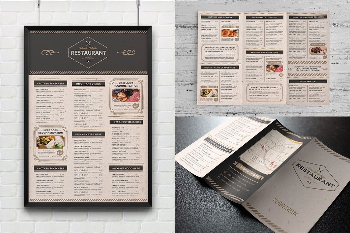 The Rustic Menu Illustrator Template In Templates On Yellow Images With Adobe Illustrator Menu Template