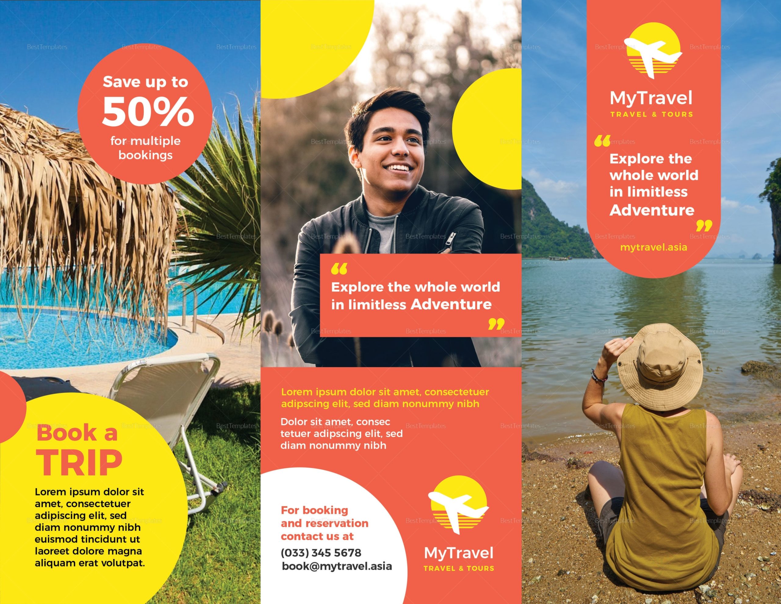 Travel Agency Brochure Design Template In Psd, Word, Publisher Throughout Vacation Flyer Template