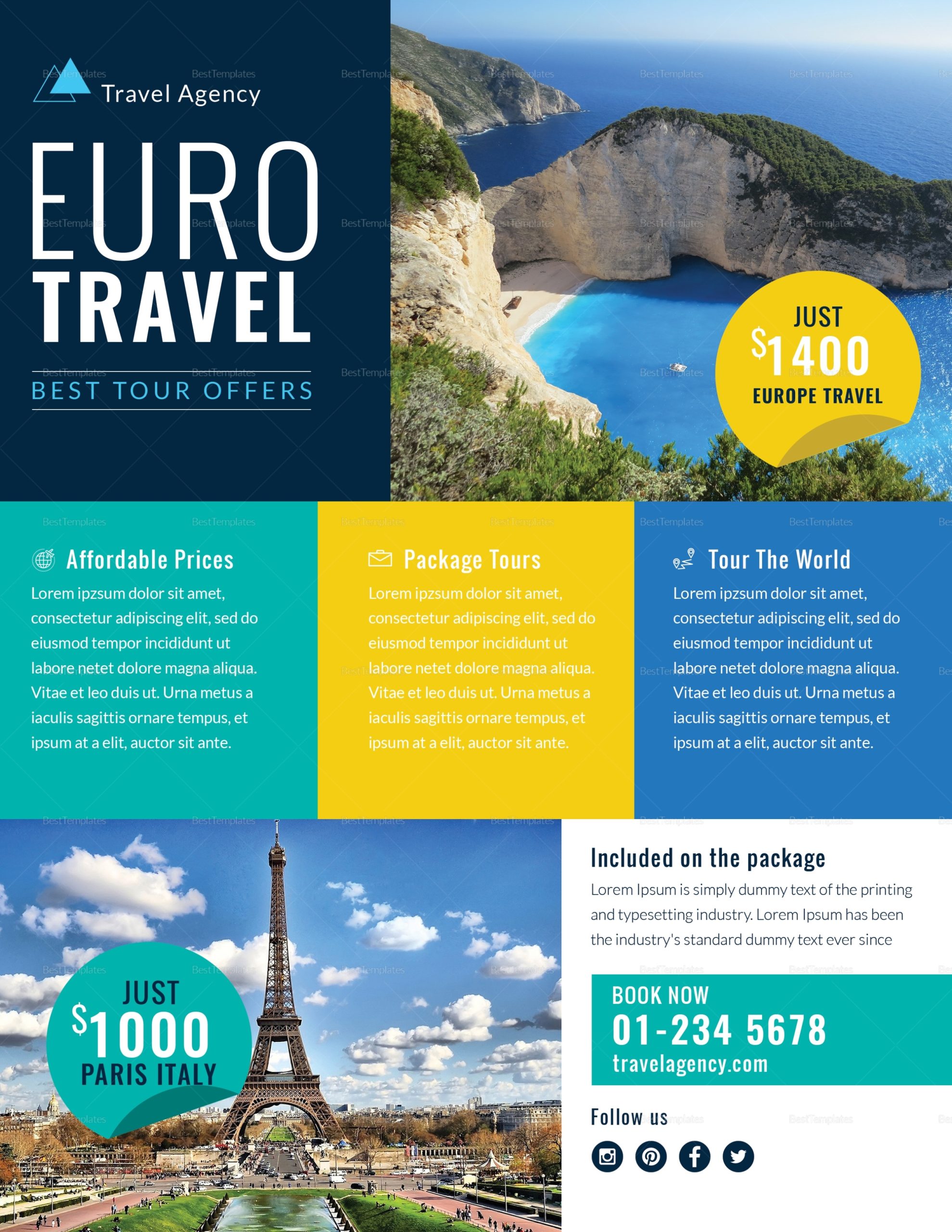 Travel Agency Marketing Flyer Design Template In Psd, Word, Publisher Within Vacation Flyer Template