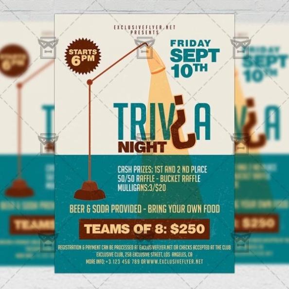 Trivia Night Team Party - Club Flyer A5 Template | Exclsiveflyer | Free Throughout Trivia Night Flyer Template Free