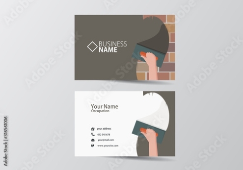 Trowel Plastering Modern Business Card. Facade Work Visiting Card Throughout Plastering Business Cards Templates