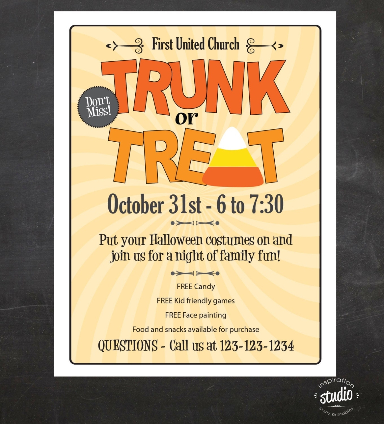 Trunk Or Treat Halloween Event Flyer Custom Printable With Regard To Trunk Or Treat Flyer Template