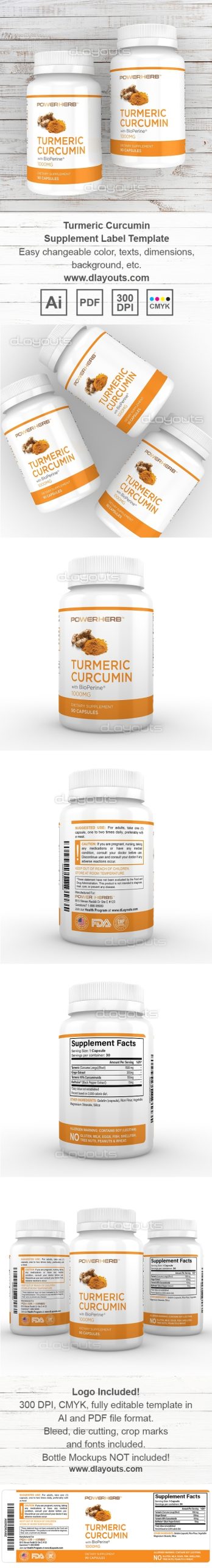 Turmeric Curcumin Supplement Label Template Design Intended For Dietary Supplement Label Template
