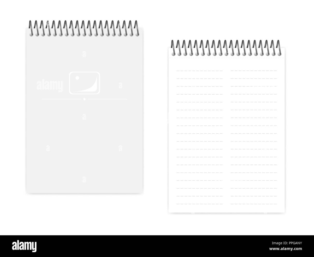 Two Column Dashed Line Top Spiral Notebook, Realistic Vector Mockup Intended For Two Column Notes Template