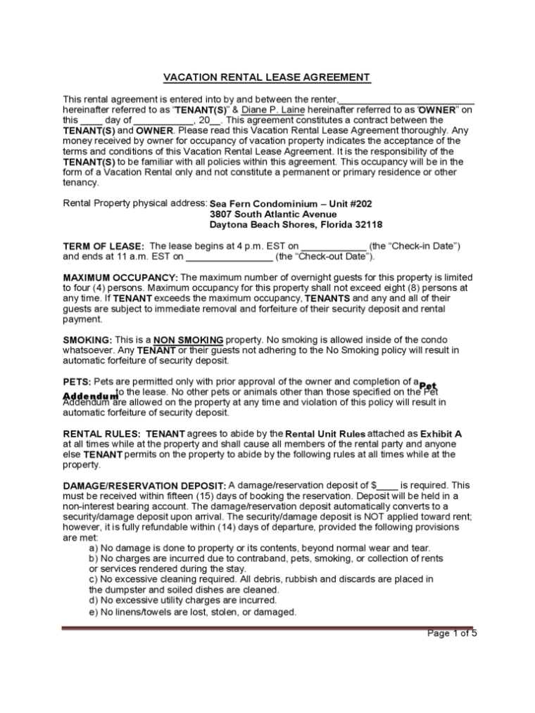 Vacation Rental Agreement – 6 Free Templates In Pdf, Word, Excel Download Inside Vacation Home Rental Agreement Template