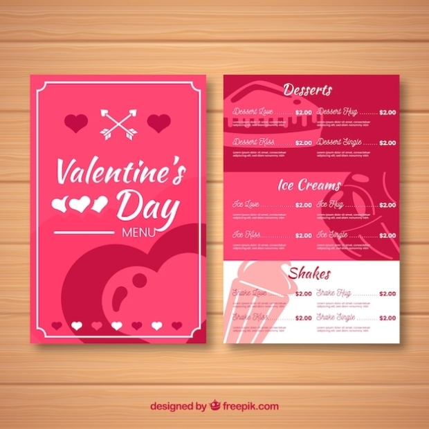Valentine'S Day Menu Template | Free Vector With Regard To Valentine Menu Templates Free